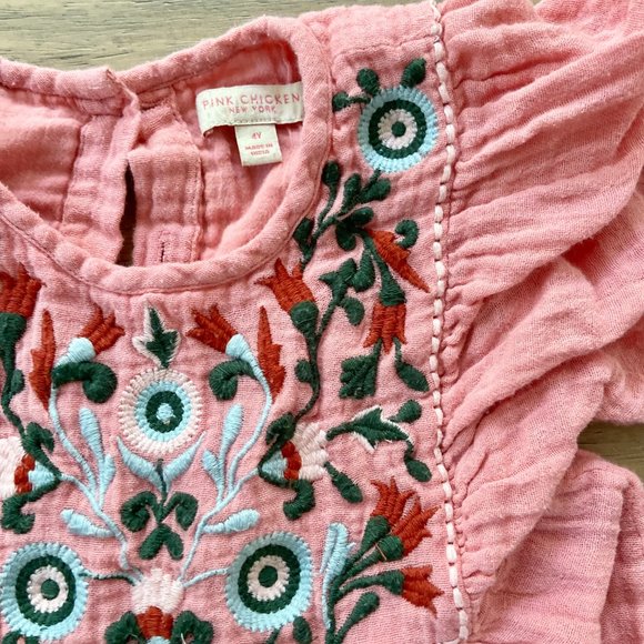 Pink Chicken Embroidered Dress - Picture 2 of 2